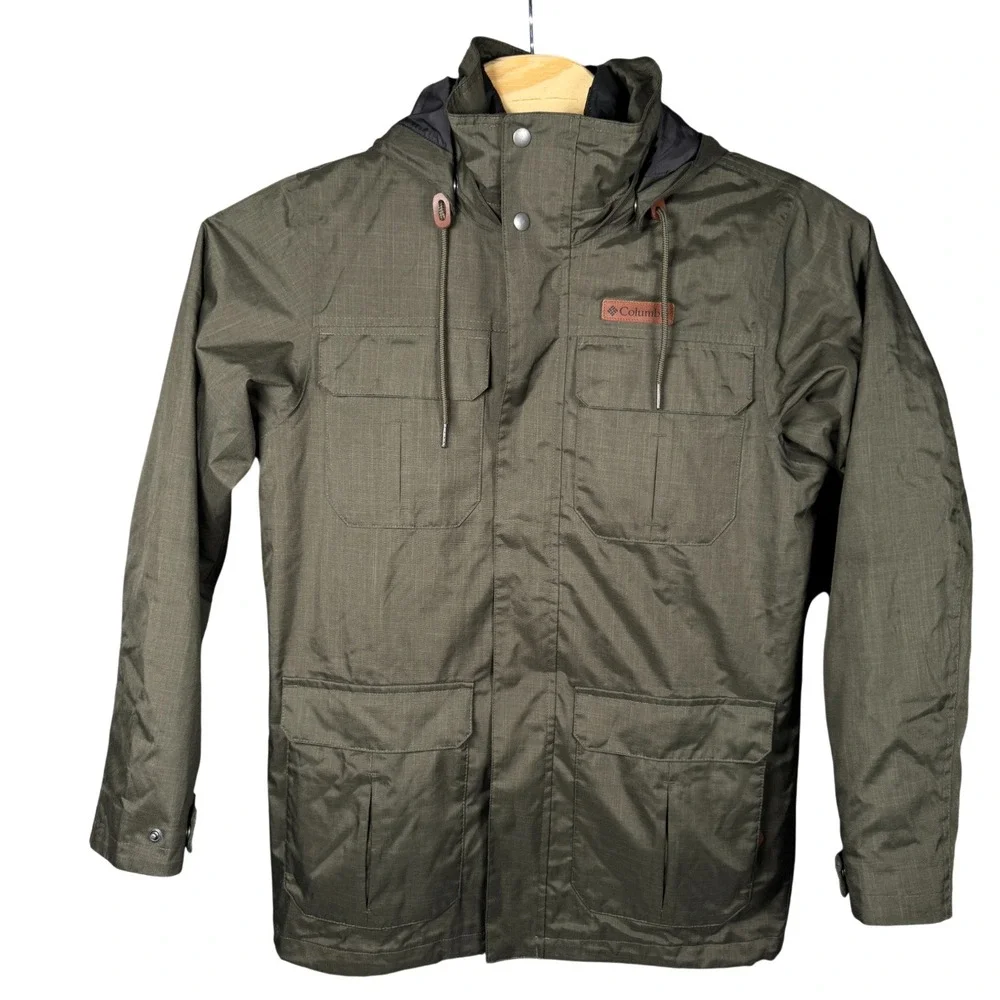 Columbia Men‎ Omni Heat Interchange Jacket Sz S Green Horizons Pine Waterproof